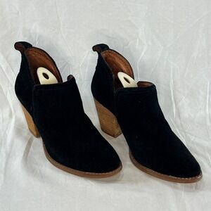 Jeffrey Campbell Black Suede‎ Ankle Booties Women's Size 9 Chunky Heel